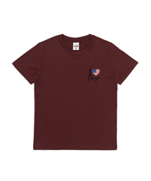 ミニマルヴィンテージフラッグカーゴウーマン半袖Tシャツ(ワイン)