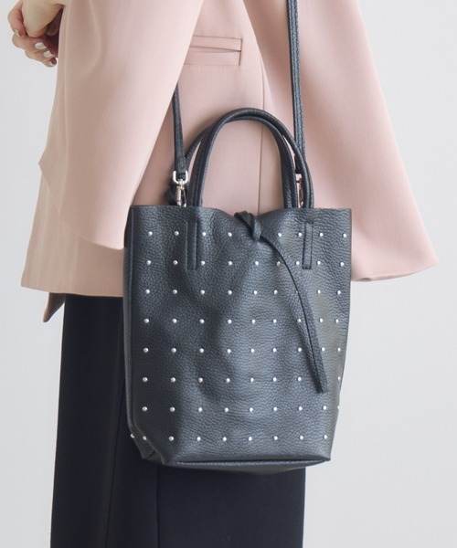 Paradise Picnic(パラダイスピクニック)の「MILLELA FIRENZE スタッズミニトートBAG(トートバッグ・レディース・ブラック/アイボリー/シルバー・FREE)」の3枚目の写真