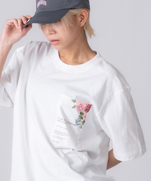 rehacer(レアセル)の「rehacer : Sunlight Relax Fit Pocket T-shirt / サンライト リラックスフィット ポケットTシャツ(Tシャツ/カットソー・レディース・ホワイト/ブラック・SMALL/MEDIUM)」の4枚目の写真