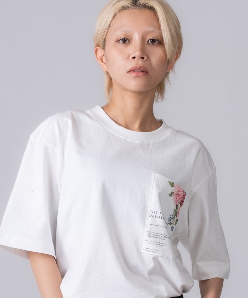 rehacer(レアセル)の「rehacer : Sunlight Relax Fit Pocket T-shirt / サンライト リラックスフィット ポケットTシャツ(Tシャツ/カットソー・レディース・ホワイト/ブラック・SMALL/MEDIUM)」の3枚目の写真