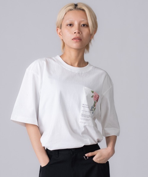 rehacer(レアセル)の「rehacer : Sunlight Relax Fit Pocket T-shirt / サンライト リラックスフィット ポケットTシャツ(Tシャツ/カットソー・レディース・ホワイト/ブラック・SMALL/MEDIUM)」の5枚目の写真