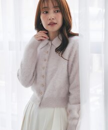 La boutique BonBon | ヘアリーウールカシミヤ混FUR加工衿付きカーディガン(ニット/セーター)
