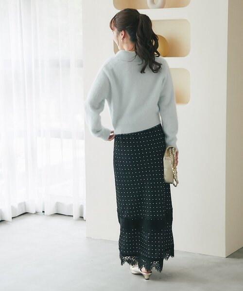 La boutique BonBon(ラブティックボンボン)の「ヘアリーウールカシミヤ混FUR加工衿付きカーディガン(ニット/セーター・レディース・ブルー系その他/オフホワイト/ピンク・FREE)」の16枚目の写真