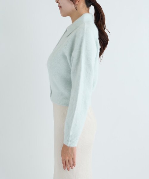 La boutique BonBon(ラブティックボンボン)の「ヘアリーウールカシミヤ混FUR加工衿付きカーディガン(ニット/セーター・レディース・ブルー系その他/オフホワイト/ピンク・FREE)」の18枚目の写真