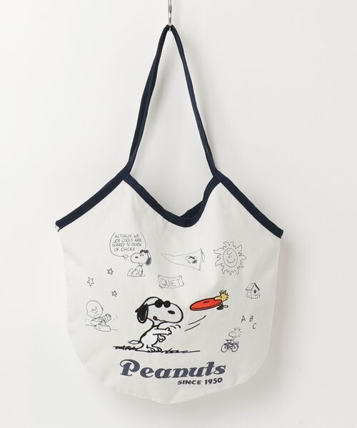 Vintage PEANUTS(ビンテージピーナッツ)の「"09"≪Vintage PEANUTS≫1ポケット がばっと開く バルーン トートバッグ(ショルダーバッグ・レディース・アイボリー系1/アイボリー系2/アイボリー系3・ONE SIZE)」の1枚目の写真
