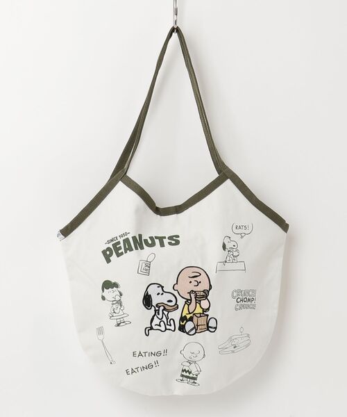 Vintage PEANUTS(ビンテージピーナッツ)の「"09"≪Vintage PEANUTS≫1ポケット がばっと開く バルーン トートバッグ(ショルダーバッグ・レディース・アイボリー系1/アイボリー系2/アイボリー系3・ONE SIZE)」の2枚目の写真