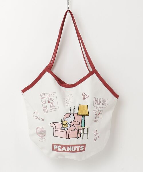 Vintage PEANUTS(ビンテージピーナッツ)の「"09"≪Vintage PEANUTS≫1ポケット がばっと開く バルーン トートバッグ(ショルダーバッグ・レディース・アイボリー系1/アイボリー系2/アイボリー系3・ONE SIZE)」の3枚目の写真