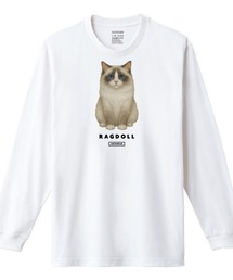 Moftique(モフティック) 長袖Tシャツ ラグドール 猫 キャット ペット アニマル プリント 袖リブ ロンT トップス メンズ ユニセックス