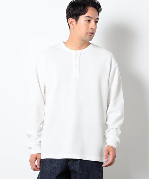 Grand PARK(グランドパーク)の「ドライワッフルヘンリーネックカットソー(Tシャツ/カットソー・メンズ・ホワイト/ライトグレー/ブラック・M/L)」の2枚目の写真