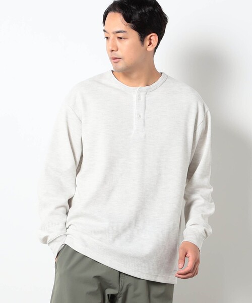 Grand PARK(グランドパーク)の「ドライワッフルヘンリーネックカットソー(Tシャツ/カットソー・メンズ・ホワイト/ライトグレー/ブラック・M/L)」の3枚目の写真