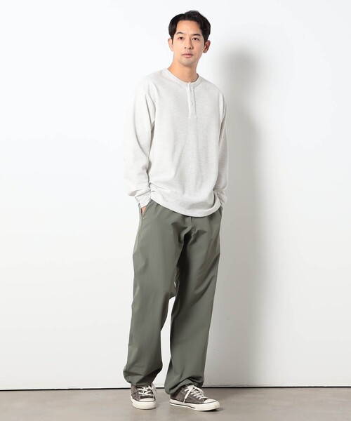 Grand PARK(グランドパーク)の「ドライワッフルヘンリーネックカットソー(Tシャツ/カットソー・メンズ・ホワイト/ライトグレー/ブラック・M/L)」の5枚目の写真