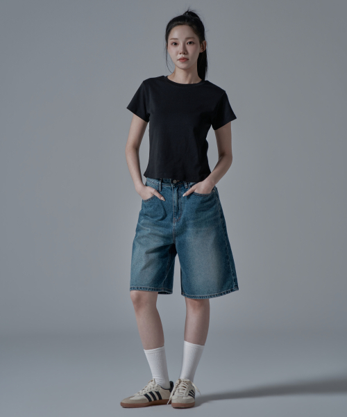 WAARFORWOMAN(ワール・フォー・ウーマン)の「W1136 デニムショートパンツ_インディゴ(その他パンツ・レディース・その他・SMALL/MEDIUM/LARGE)」の2枚目の写真