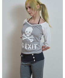 スカルドット ラグランTシャツ / グレー