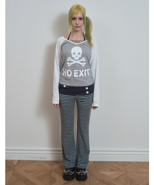 SETUP-EXE(セットアップイーエックスイー)の「スカルドット ラグランTシャツ / グレー(Tシャツ/カットソー・レディース・その他・OS)」の2枚目の写真