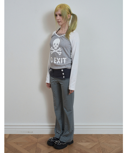 SETUP-EXE(セットアップイーエックスイー)の「スカルドット ラグランTシャツ / グレー(Tシャツ/カットソー・レディース・その他・OS)」の3枚目の写真