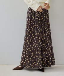 【Noka】花柄ベロアセミフレアスカート《WEB限定》