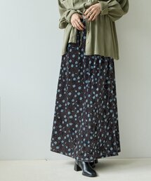 【Noka】花柄ベロアセミフレアスカート《WEB限定》