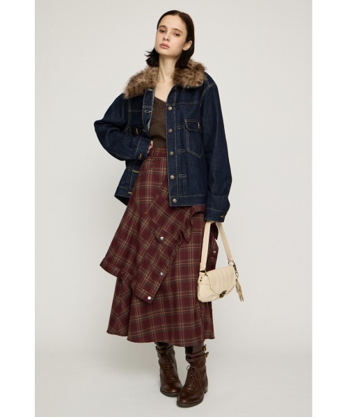 SLY（スライ）の「PLAID FLARE DESIGN SK プレイドフレアデザインスカート 秋服（スカート・レディース・ブラック系その他2/レッド系その他・2/1）」の4枚目の写真