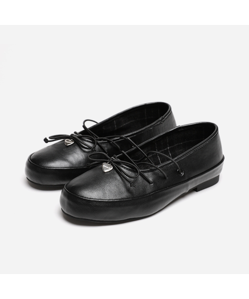 MAC MOC(マックモック)の「DALDI レースアップ STRING Ribbon フラットシューズ_2colors(バレエシューズ・レディース・ブラック/ブラウン・22.5cm/23.5cm/24cm/24.5cm/23cm/25cm)」の1枚目の写真