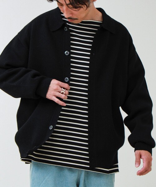 GLOSTER（グロスター）の「Collared wool JK 衿付きニットカーディガン（ニット/セーター・メンズ・レッド/ブラック/ブラウン系その他・L/M/S）」の2枚目の写真