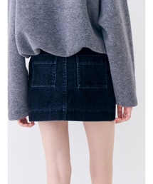 フロッキーデニムミニスカート