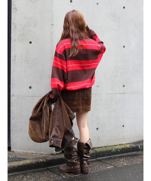 Ungrid(アングリッド)の「フロッキーデニムミニスカート(スカート・レディース・インディゴブルー/ブラウン・SMALL/MEDIUM)」の4枚目の写真