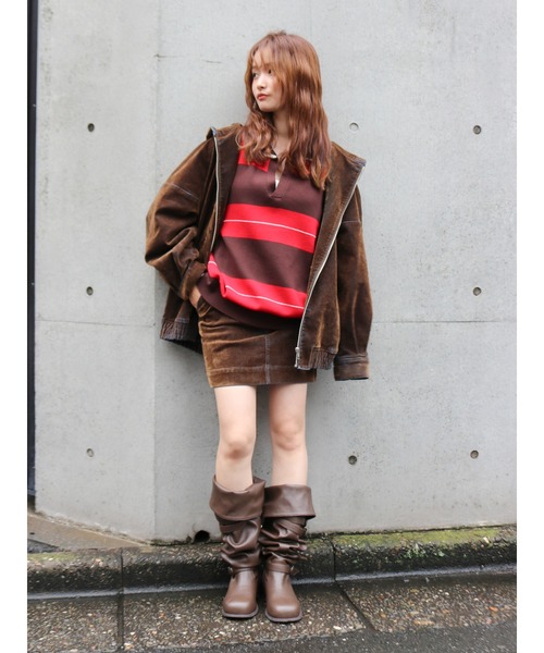 Ungrid(アングリッド)の「フロッキーデニムミニスカート(スカート・レディース・インディゴブルー/ブラウン・SMALL/MEDIUM)」の5枚目の写真
