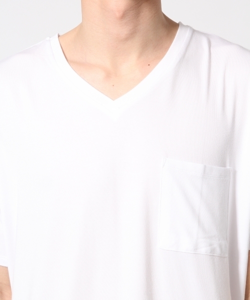 HARE（ハレ）の「モダールVネックカットソー(HARE)（Tシャツ/カットソー・メンズ・オフホワイト/グレー/ブラック・SMALL/LARGE/MEDIUM）」の5枚目の写真