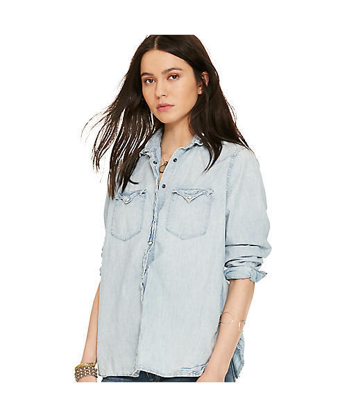 Denim & Supply Ralph Lauren（デニムアンドサプライラルフローレン）の「シャンブレー ウエスタン シャツ（シャツ/ブラウス・レディース・ブルー系9・MEDIUM/XX-SMALL/SMALL/LARGE/X-SMALL）」の6枚目の写真
