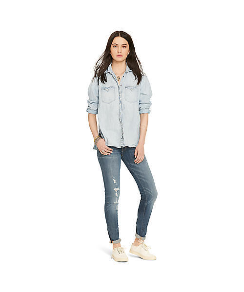 Denim & Supply Ralph Lauren（デニムアンドサプライラルフローレン）の「シャンブレー ウエスタン シャツ（シャツ/ブラウス・レディース・ブルー系9・MEDIUM/XX-SMALL/SMALL/LARGE/X-SMALL）」の5枚目の写真