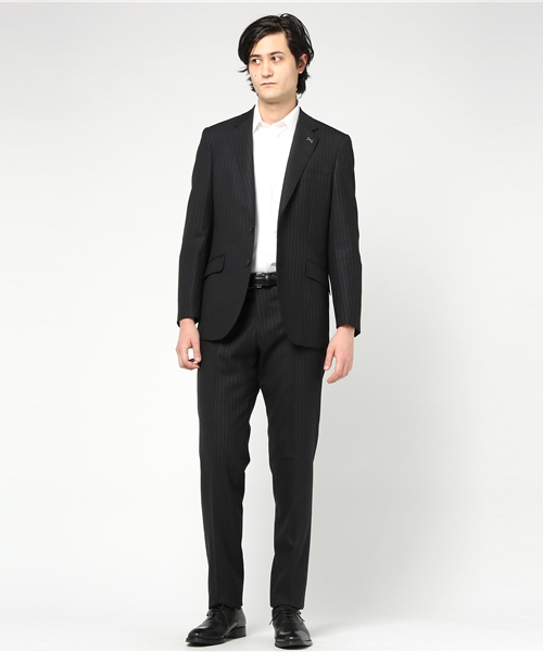 MEN'S BIGI（メンズビギ）の「バーズアイ調ストライプスーツ/ビジネス スーツ　卒業式＆入学式（セットアップ・メンズ・ブラック/ネイビー/グレー・L/SS/LL/S/M）」の13枚目の写真