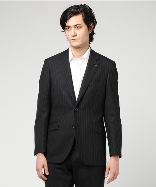 MEN'S BIGI（メンズビギ）の「バーズアイ調ストライプスーツ/ビジネス スーツ　卒業式＆入学式（セットアップ・メンズ・ブラック/ネイビー/グレー・L/SS/LL/S/M）」の12枚目の写真