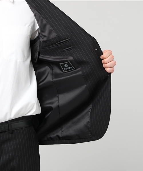 MEN'S BIGI（メンズビギ）の「バーズアイ調ストライプスーツ/ビジネス スーツ　卒業式＆入学式（セットアップ・メンズ・ブラック/ネイビー/グレー・L/SS/LL/S/M）」の18枚目の写真