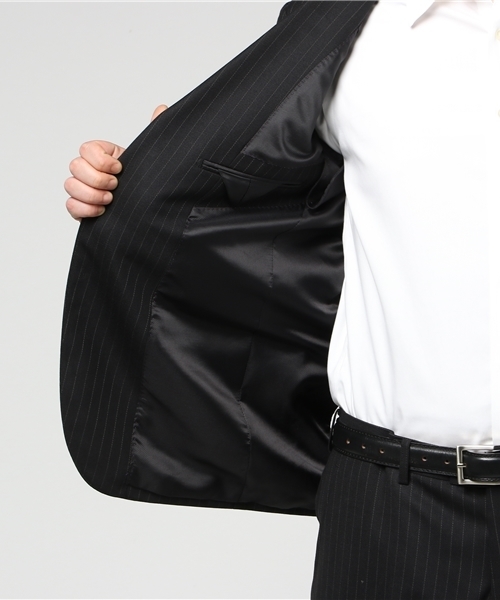 MEN'S BIGI（メンズビギ）の「バーズアイ調ストライプスーツ/ビジネス スーツ　卒業式＆入学式（セットアップ・メンズ・ブラック/ネイビー/グレー・L/SS/LL/S/M）」の17枚目の写真