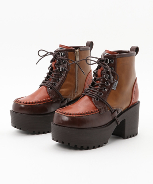 YOSUKE（ヨースケ）の「「YOSUKE/ヨースケ」厚底レースアップショートブーツ（ブーツ・レディース・ブラック/ブラウン系その他/ホワイト/ブラウン/ワイン/ネイビー/クリアブラック/ブラック系その他/グリーン系その他/シルバー/ブラックミックス/ブラック×レッド・M/S/L/LL）」の8枚目の写真