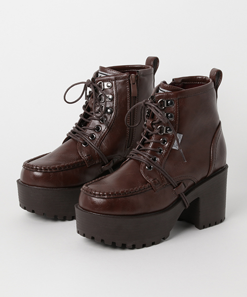 YOSUKE（ヨースケ）の「「YOSUKE/ヨースケ」厚底レースアップショートブーツ（ブーツ・レディース・ブラック/ブラウン系その他/ホワイト/ブラウン/ワイン/ネイビー/クリアブラック/ブラック系その他/グリーン系その他/シルバー/ブラックミックス/ブラック×レッド・M/S/L/LL）」の7枚目の写真