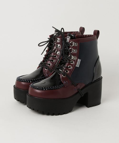 YOSUKE（ヨースケ）の「「YOSUKE/ヨースケ」厚底レースアップショートブーツ（ブーツ・レディース・ブラック/ブラウン系その他/ホワイト/ブラウン/ワイン/ネイビー/クリアブラック/ブラック系その他/グリーン系その他/シルバー/ブラックミックス/ブラック×レッド・M/S/L/LL）」の11枚目の写真