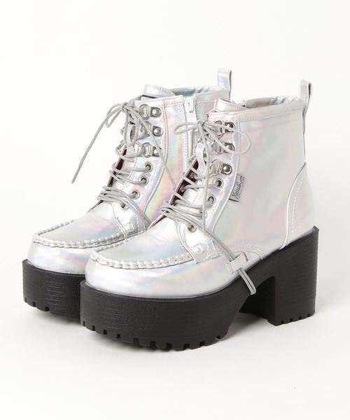 YOSUKE（ヨースケ）の「「YOSUKE/ヨースケ」厚底レースアップショートブーツ（ブーツ・レディース・ブラック/ブラウン系その他/ホワイト/ブラウン/ワイン/ネイビー/クリアブラック/ブラック系その他/グリーン系その他/シルバー/ブラックミックス/ブラック×レッド・M/S/L/LL）」の12枚目の写真