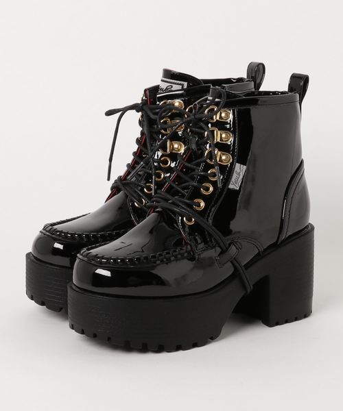 YOSUKE（ヨースケ）の「「YOSUKE/ヨースケ」厚底レースアップショートブーツ（ブーツ・レディース・ブラック/ブラウン系その他/ホワイト/ブラウン/ワイン/ネイビー/クリアブラック/ブラック系その他/グリーン系その他/シルバー/ブラックミックス/ブラック×レッド・M/S/L/LL）」の3枚目の写真