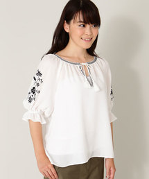 NATURAL BEAUTY BASIC | ◆刺しゅうスリーブブラウス(シャツ/ブラウス)