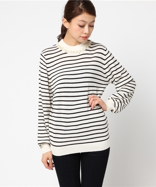 earth music&ecology(アースミュージックアンドエコロジー)の「ハイハイハイネックビジューニットプルオーバー(ニット/セーター・レディース・その他/アイボリー/サックスブルー/レッド/ライトグレー/ブラック/グレイッシュベージュ/マスタード/ピンクベージュ/ブルーグリーン・L/M/S)」の19枚目の写真