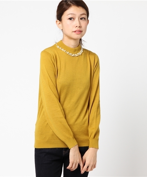 earth music&ecology(アースミュージックアンドエコロジー)の「ハイハイハイネックビジューニットプルオーバー(ニット/セーター・レディース・その他/アイボリー/サックスブルー/レッド/ライトグレー/ブラック/グレイッシュベージュ/マスタード/ピンクベージュ/ブルーグリーン・L/M/S)」の7枚目の写真