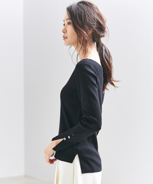 qualite(カリテ)の「ストレッチスリットニット(ニット/セーター・レディース・ホワイト/レッド系その他/ネイビー/ブラック・FREE)」の6枚目の写真