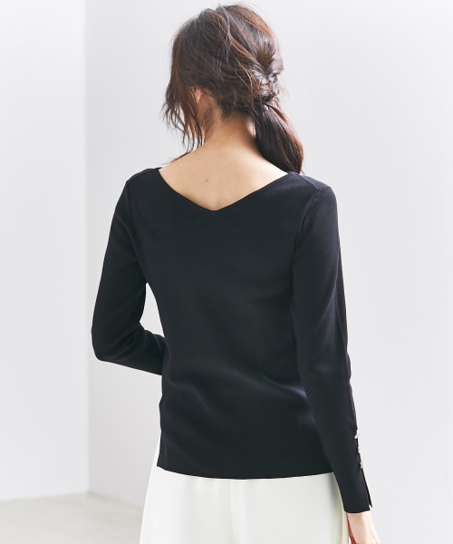 qualite(カリテ)の「ストレッチスリットニット(ニット/セーター・レディース・ホワイト/レッド系その他/ネイビー/ブラック・FREE)」の7枚目の写真