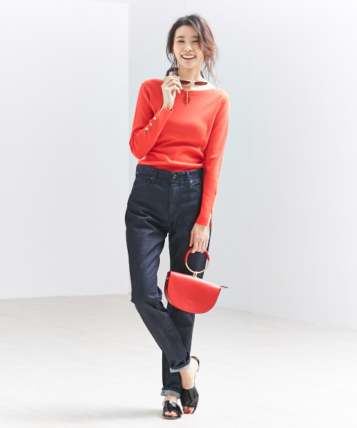 qualite(カリテ)の「ストレッチスリットニット(ニット/セーター・レディース・ホワイト/レッド系その他/ネイビー/ブラック・FREE)」の13枚目の写真