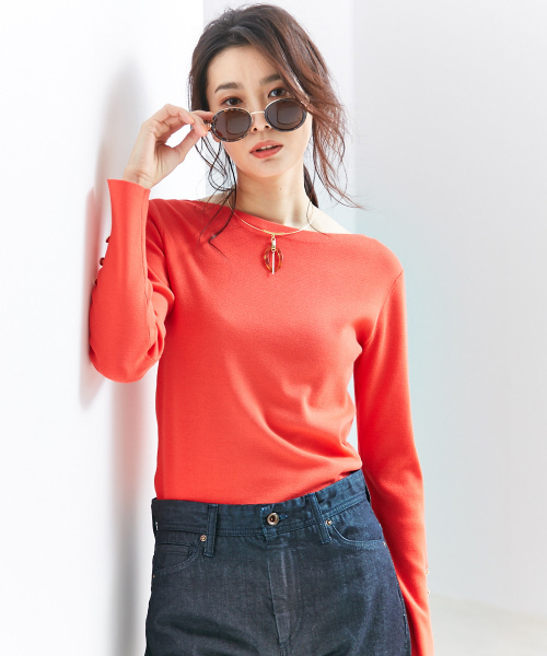 qualite(カリテ)の「ストレッチスリットニット(ニット/セーター・レディース・ホワイト/レッド系その他/ネイビー/ブラック・FREE)」の20枚目の写真