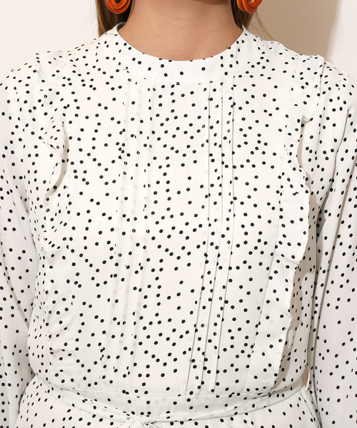 RAY CASSIN（レイカズン）の「ドットプチハイロングワンピース（ワンピース・レディース・ブラック/オフホワイト・FREE）」の8枚目の写真