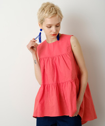 COTTON LINEN BLOUSE/コットンリネンティアードブラウス