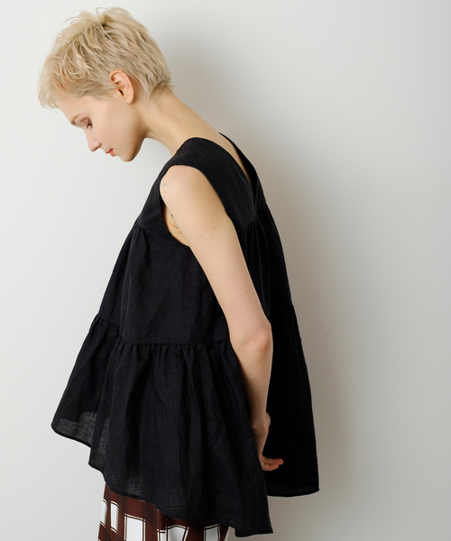 Banner Barrett（バナーバレット）の「COTTON LINEN BLOUSE/コットンリネンティアードブラウス（シャツ/ブラウス・レディース・ピンク/ブラック/ターコイズブルー・38）」の2枚目の写真