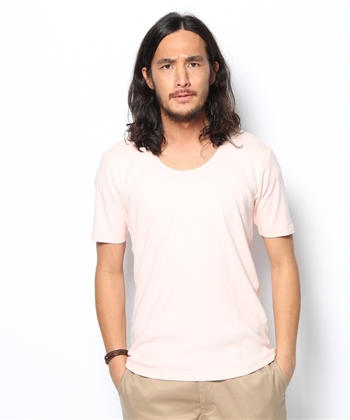 WEGO(ウィゴー)の「WEGO/フライスUネックTee(S)(Tシャツ/カットソー・メンズ・マスタード/ライトピンク/杢グレー/ターコイズブルー/ワイン/カーキ/ブラック/ホワイト・LARGE/MEDIUM/SMALL)」の7枚目の写真